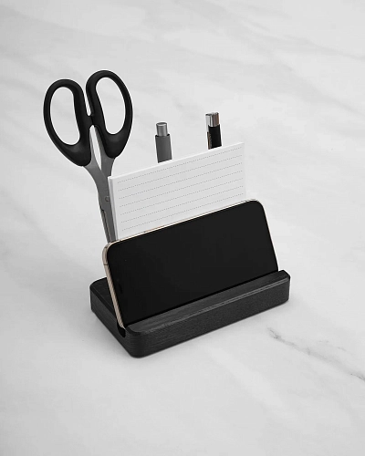 Деревянный органайзер для канцелярии Desko S Dark - фото