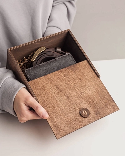 Деревянная коробка CUBE Brown - фото