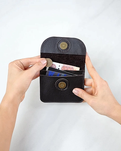 Мини кошелек кожаный AMO Brown - фото - 4