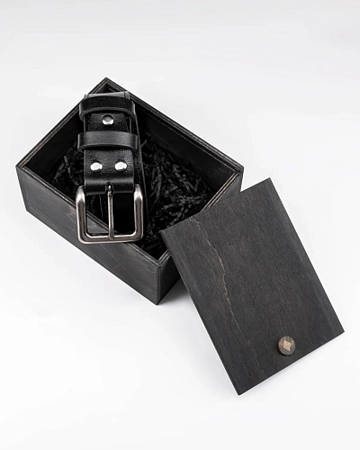 Ремень мужской BRONCO STITCH Black 120-125 см в деревянной коробочке - фото - 3