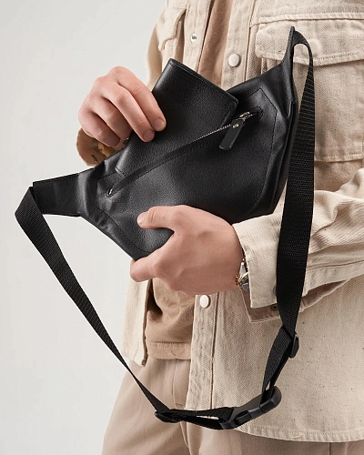 Поясная сумка кожаная ROUTE Black