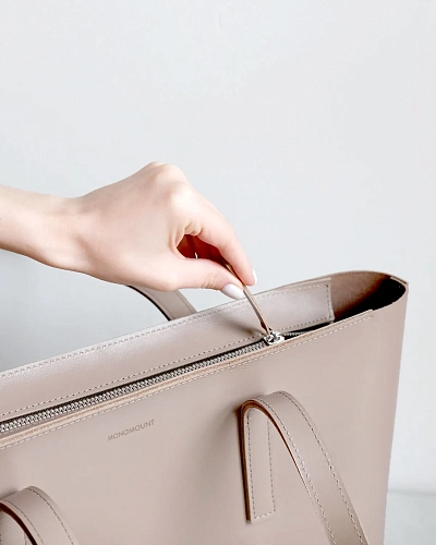 Кожаная сумка шоппер STELLA ZIP Coffee - фото - 3