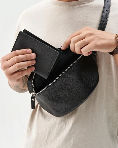 Поясная сумка кожаная CAMP Black Grain - фото - 4