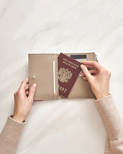 Кошелек кожаный NOVEL Beige - фото - 2