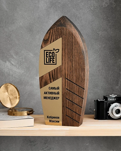 Награда деревянная NN-16 из тонированного ясеня