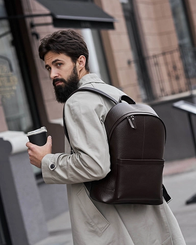 Рюкзак кожаный мужской GERALD Brown Grain - фото - 11