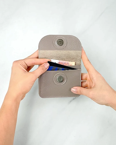 Мини кошелек кожаный AMO Beige - фото - 3