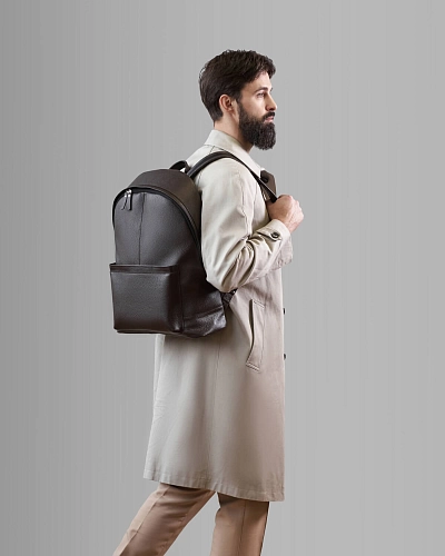 Рюкзак кожаный мужской GERALD MAX Brown Grain - фото - 7