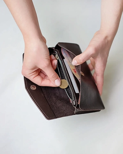 Женский кошелек кожаный ROWENA Brown - фото - 4