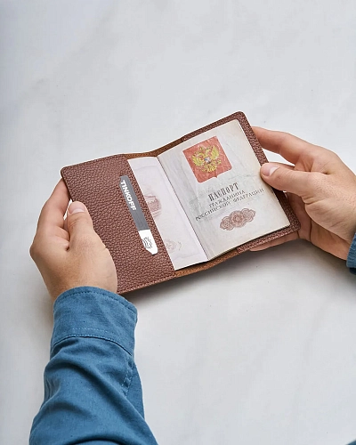 Кожаная обложка на паспорт PASS Hazel - фото