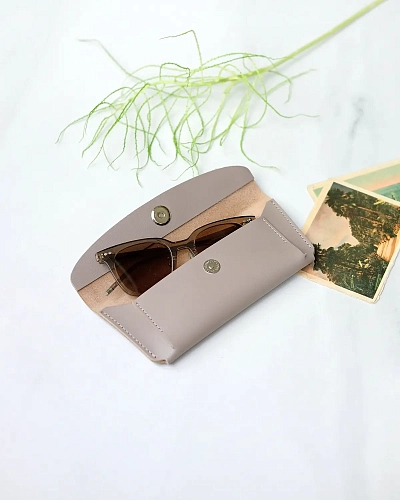 Кожаный чехол для очков GLASS Coffee - фото