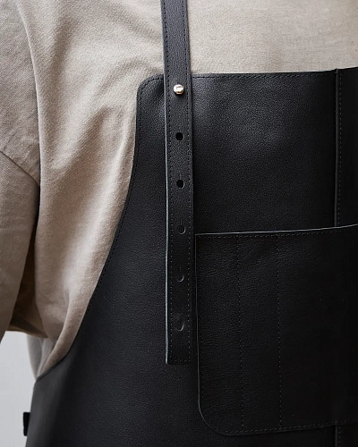 Кожаный фартук бытовой LEATHER MAN Black - фото - 3