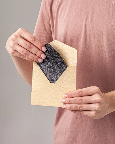 Картхолдер кожаный BILL Black Grain - фото - 1