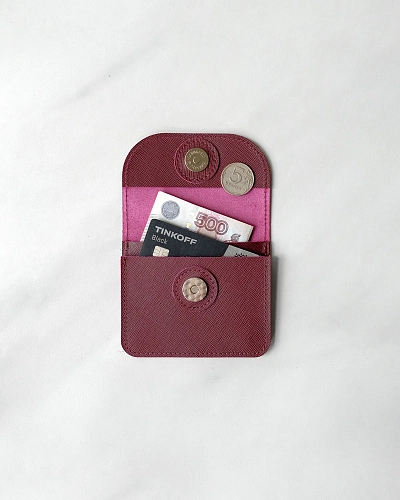 Мини кошелек кожаный AMO Wine - фото