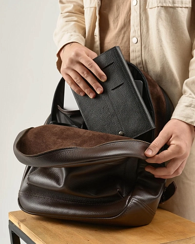 Рюкзак кожаный мужской BRUNO Brown Grain - фото - 7