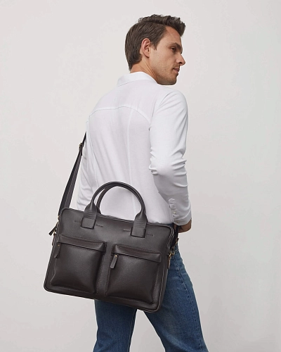 Мужская кожаная сумка BUSYHOLDER Brown Мужская кожаная сумка BUSYHOLDER Brown - фото