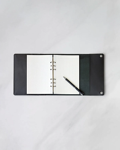 Кожаный блокнот на кольцах A5 Black - фото - 5