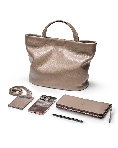 Сумка кожаная CASSIA Beige - фото - 4