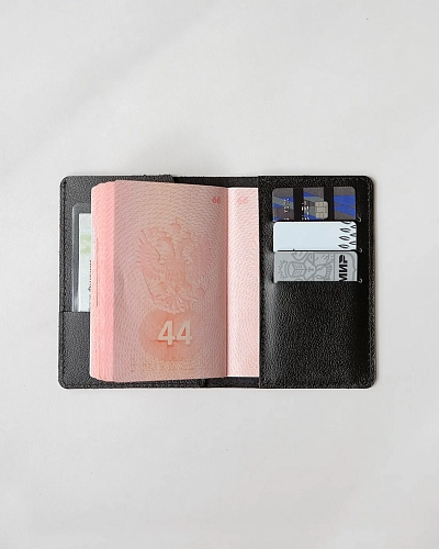 Кожаная обложка на паспорт PRO Black - фото - 6