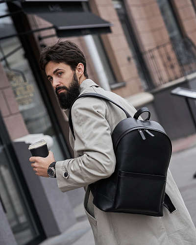 Рюкзак кожаный мужской GERALD Black - фото - 1