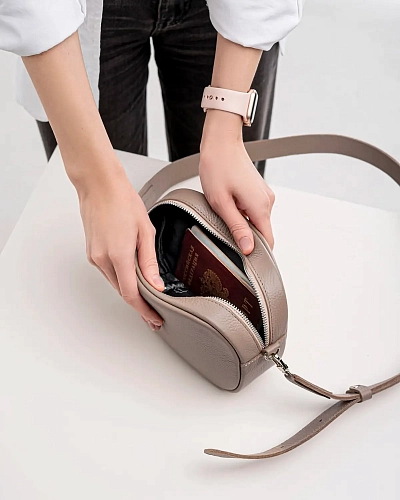 Сумка кроссбоди кожаная DAISY Beige - фото - 4