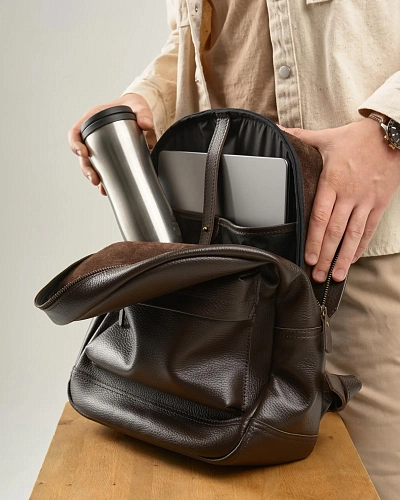 Рюкзак кожаный мужской BRUNO Brown Grain - фото - 6