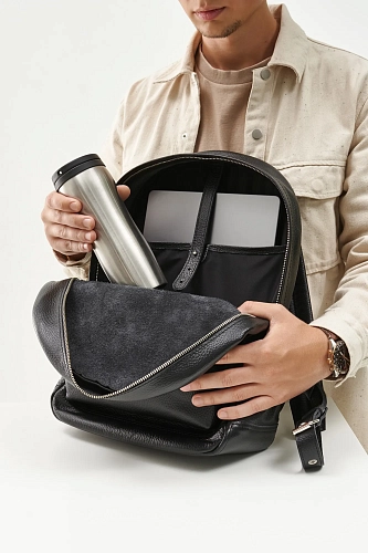 Рюкзак кожаный мужской BRUNO Black Grain - фото - 6