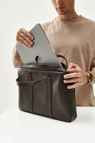 Кожаная сумка для документов EASYHOLDER Brown Grain - фото - 5