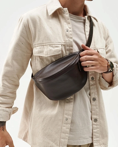 Поясная сумка кожаная CAMP Brown Grain - фото - 3