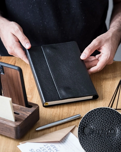 Кожаный ежедневник SENSE A5 Black Grain