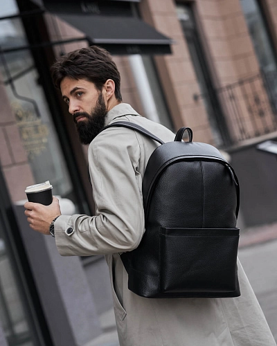Рюкзак кожаный мужской GERALD MAX Black Grain - фото - 3