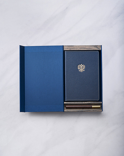 Подарочная коробка для ежедневника и ручки Blue - фото