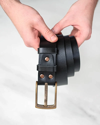 Ремень мужской FORT Black 120-125 см в деревянной коробочке - фото - 1