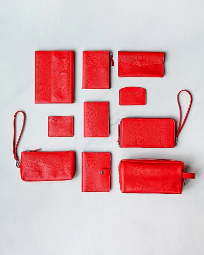 Картхолдер кожаный FLAT Red - фото - 1