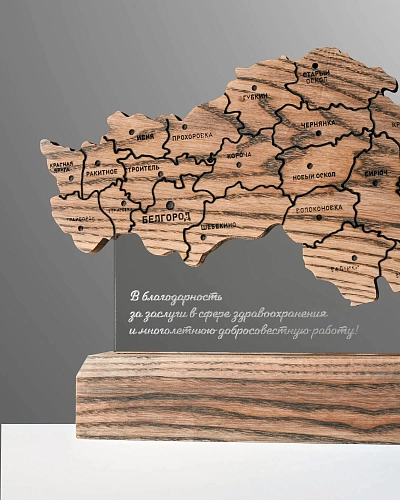Награда деревянная с картой области NN-27 Награда деревянная с картой области NN-27