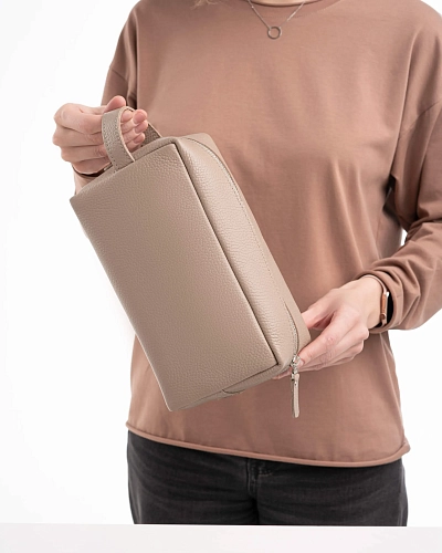 Несессер косметичка из натуральной кожи VOYAGE Beige