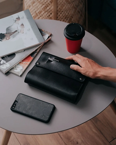 Кожаный блокнот на кольцах A5 Black