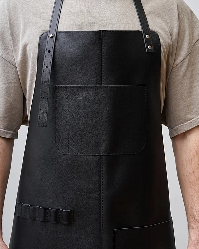 Кожаный фартук бытовой LEATHER MAN Black - фото - 5