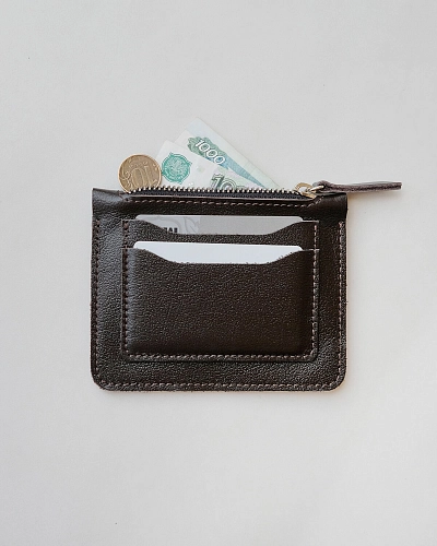 Мини кошелек кожаный SPIRIT Brown - фото - 4