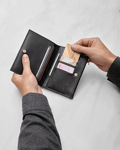 Кошелек кожаный NOVEL Black Grain - фото - 3