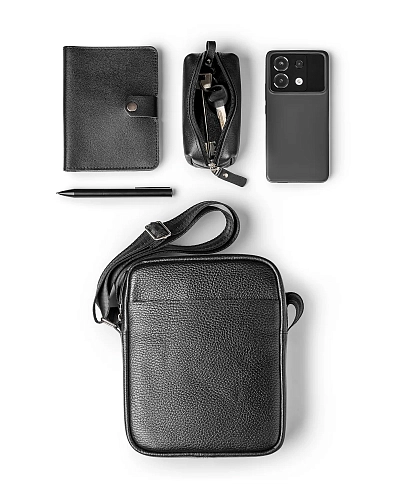 Сумка планшет мужская кожаная RUNNER S Black Grain - фото - 3