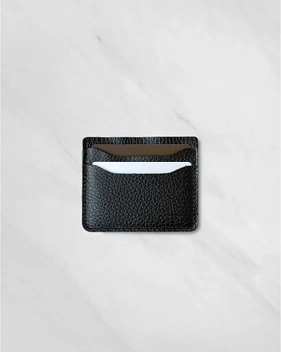 Картхолдер кожаный FLAT Black Grain - фото - 7