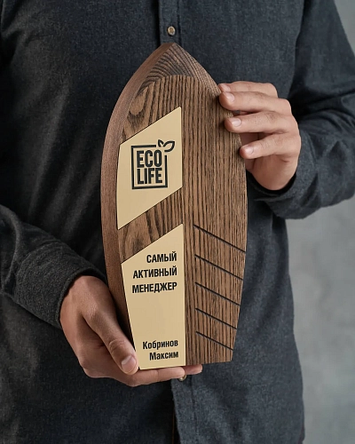 Награда деревянная NN-16 из тонированного ясеня