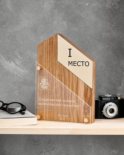 Награда деревянная NN-11 из ясеня и оргстекла
