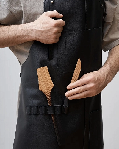 Кожаный фартук бытовой LEATHER MAN Black - фото - 1