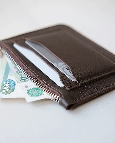 Мини кошелек кожаный SPIRIT Brown Grain - фото - 2