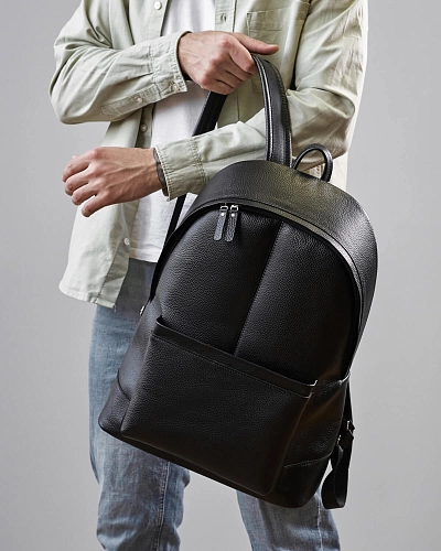 Рюкзак кожаный мужской GERALD MAX Black Grain - фото - 1