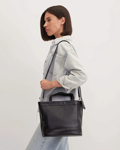 Сумка кожаная CASSIA Black Grain - фото - 5