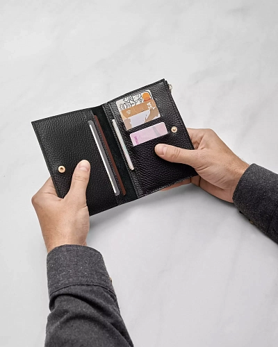 Кошелек кожаный NOVEL Black Grain - фото