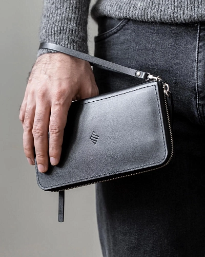 Кошелек на молнии MONTERRO Black с ремешком на руку - фото - 3